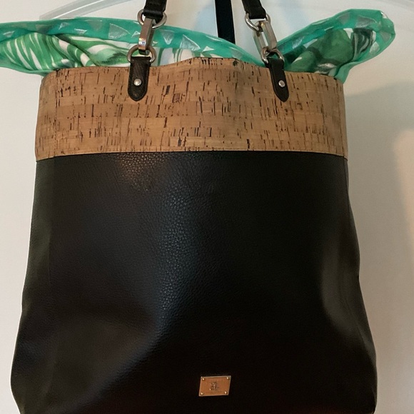 Lauren Ralph Lauren Handbags - Ralph Lauren Black and Cork Tote Bag